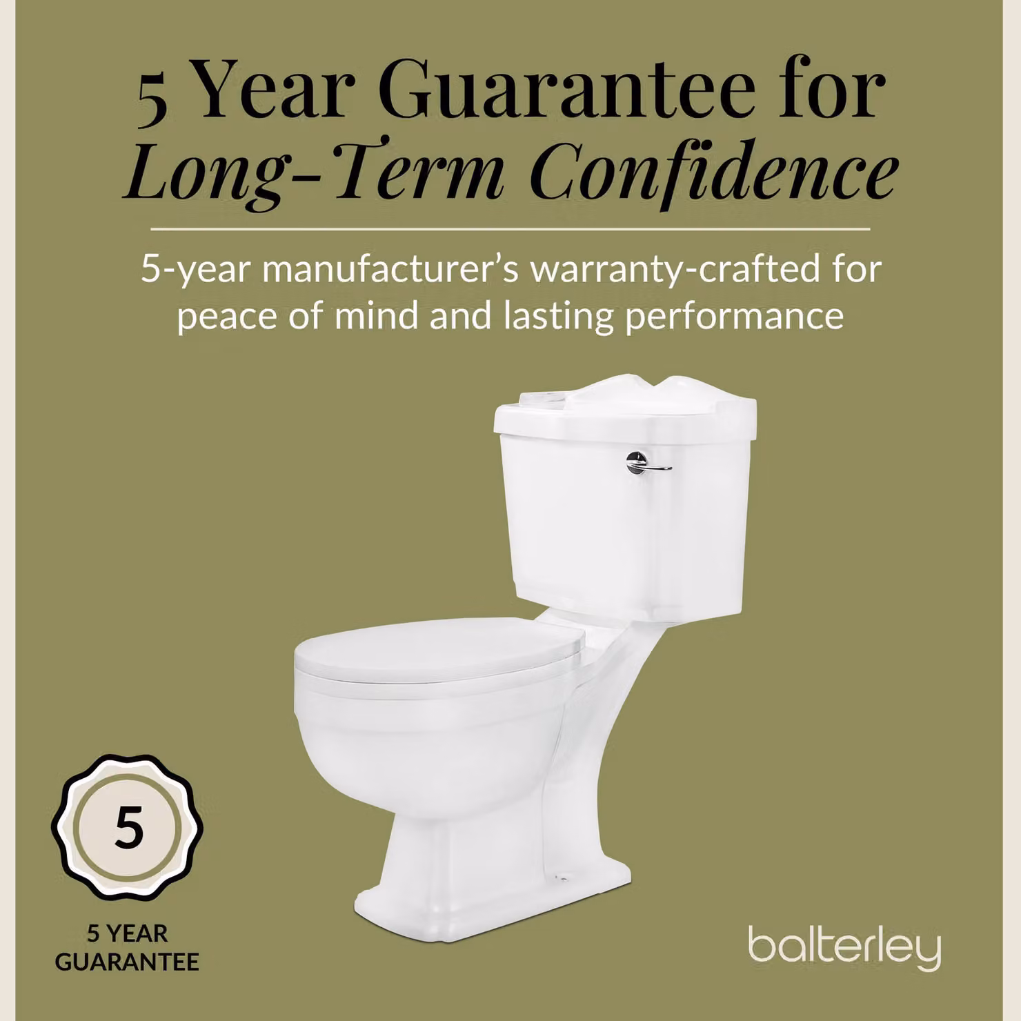 Balterley Traditional Close Coupled Ceramic WC Toilet Pan and Cistern with Seat, White, W/D/H: 88.5 x 71.5 x 49 cm – 3