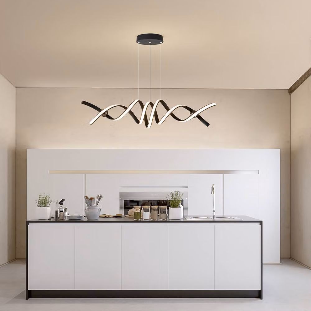 NIVOR Dimmable Spiral LED Pendant Light with Remote Control and Adjustable Height in Black – 4