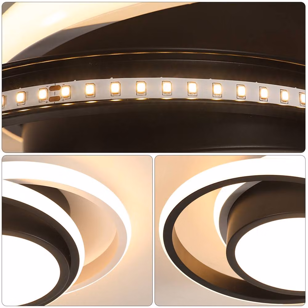 Pheashine Black and White Dual-Ring LED Ceiling Light, 36W, 3000K Warm White, Diameter: 27 cm – 3