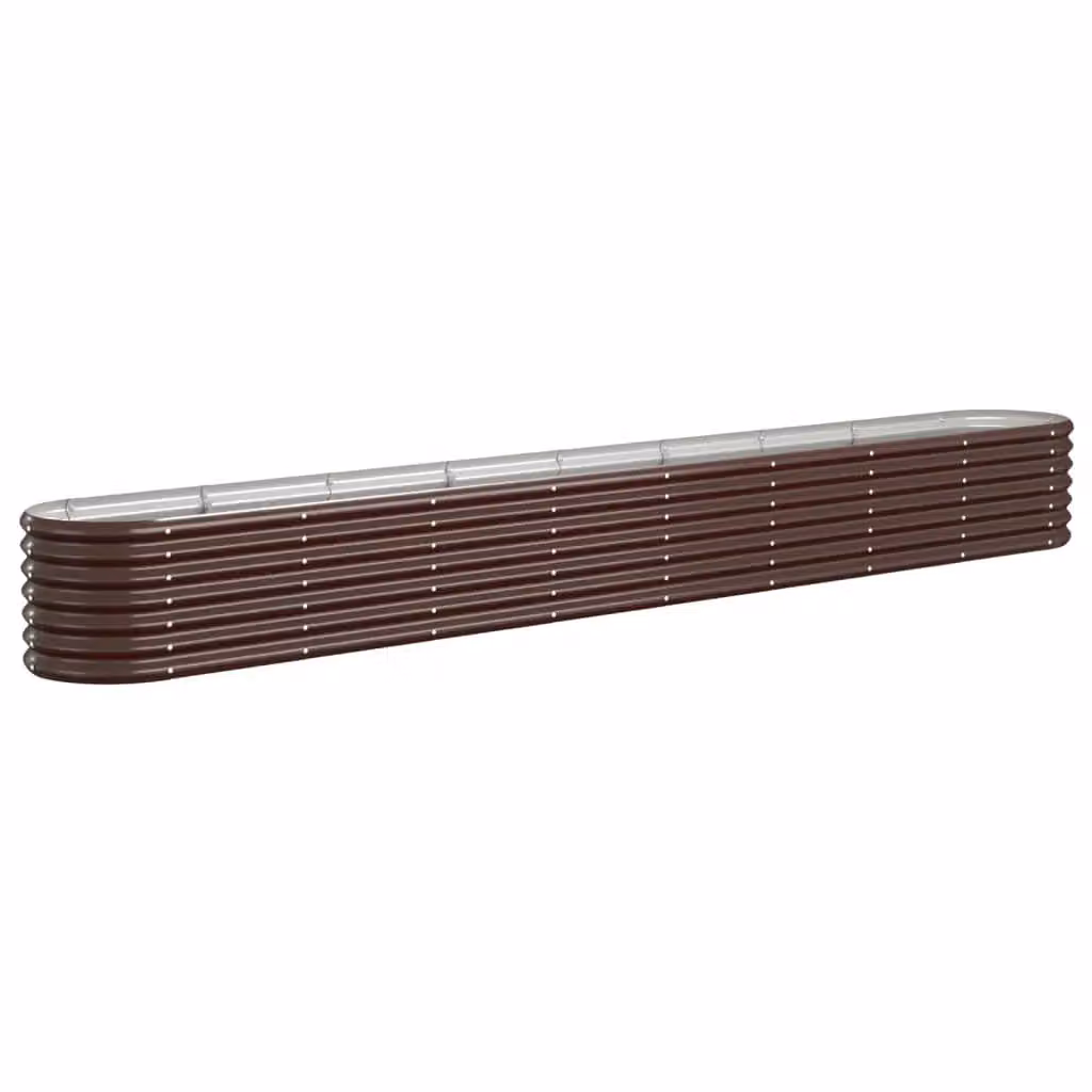 Berkfield Home Garden Brown Powder-coated Steel Raised Bed, W: 332 cm, D: 40 cm, H: 36 cm – 2
