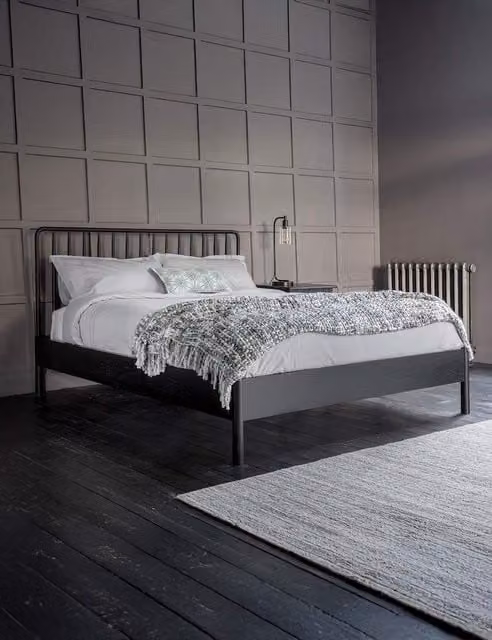 Gallery Direct Wycombe Spindle Bed in Black Solid Wood, 180 x 200 cm