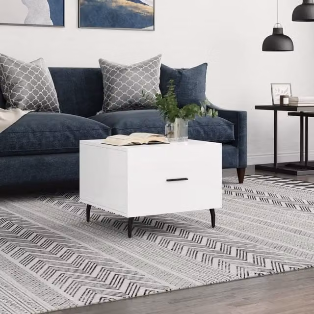 Berkfield Home High Gloss White Coffee Table W/D/H: 50 x 50 x 40 cm – 1