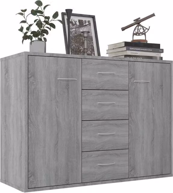 Berkfield Home Grey Sonoma Sideboard in Engineered Wood, W/D/H: 88 x 30 x 65 cm