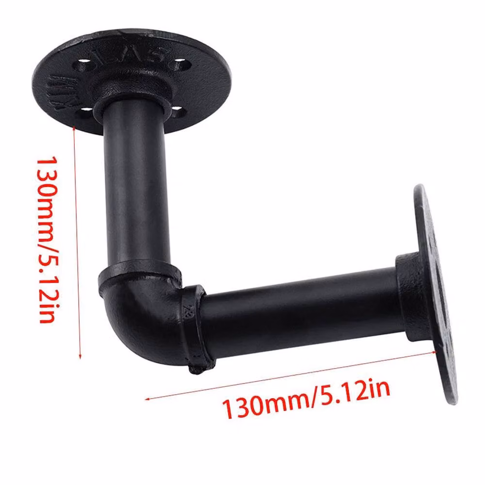 PAWNORA Matt Black Iron Pipe Shelf Bracket, W/D: 13 x 13 cm – 2
