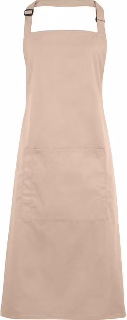 Premier Women's Bip Apron with Pocket in Brown and Beige Poly-Cotton Workwear