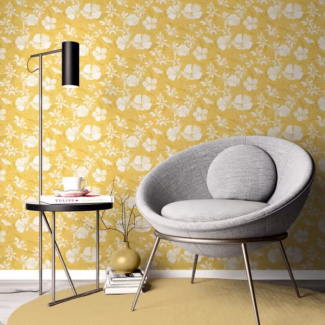 Erismann Brise Yellow Floral Botanical Modern Textile Roll