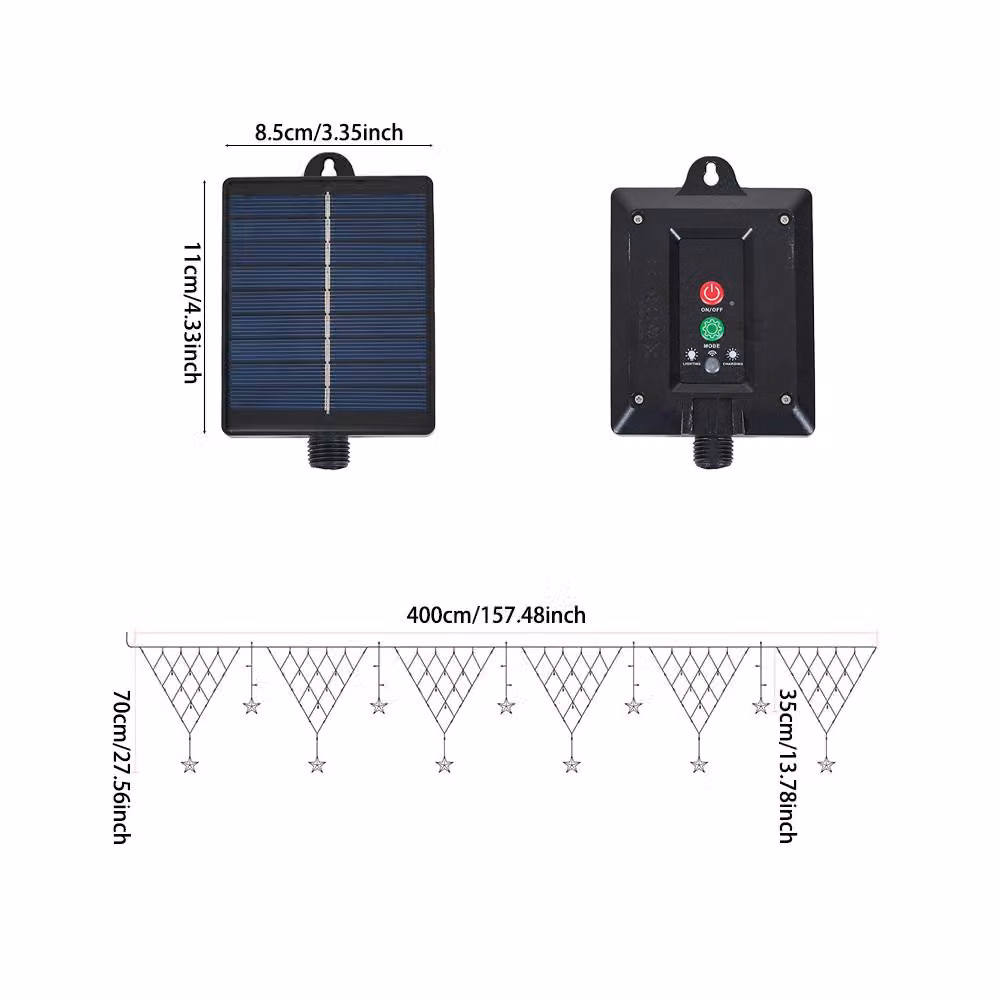 Living and Home Solar-Powered RGB LED Star Net Curtain Lights in Multicolour – 4