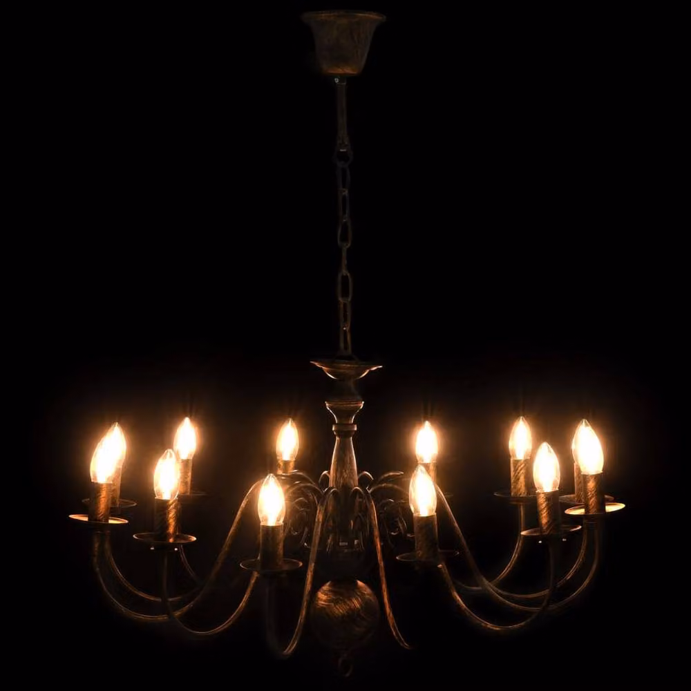 Berkfield Home Antique Black Metal Chandelier for 12 x E14 Bulbs – 2