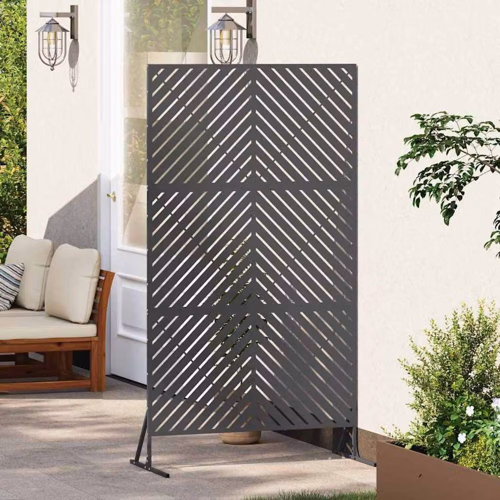 Berkfield Home Durable Black Steel Rectangular Fence Panel – 3