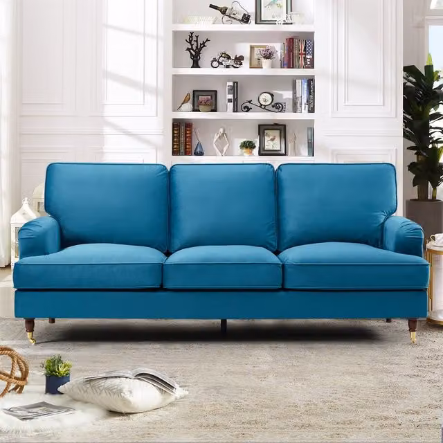 Artemis Home Woodbury 3 Seat Velvet Fabric Sofa in Petrol, Width: 218 cm