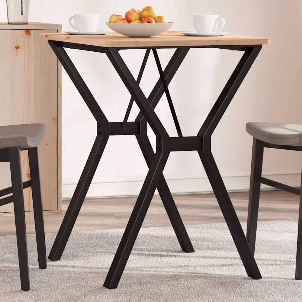 Berkfield Home Y-Frame Dining Table Legs in Black Steel, W/D/H: 60 x 50 x 73 cm – 2
