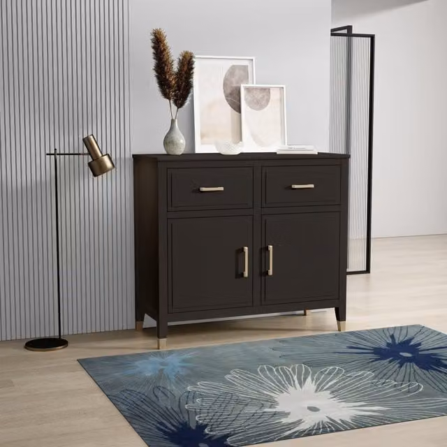 Cabinet Bits Palazzi Black 2 Door 2 Drawer Modern Sideboard