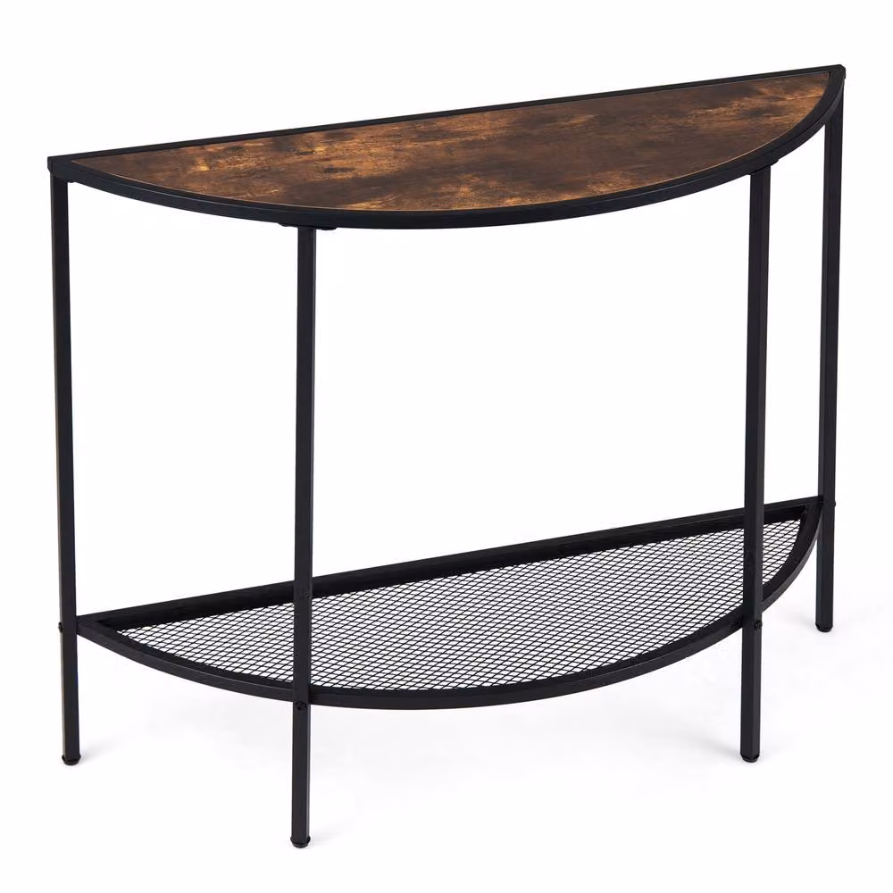 Costway 2 Tier Narrow Entryway Table with Storage Shelf in Brown – 7