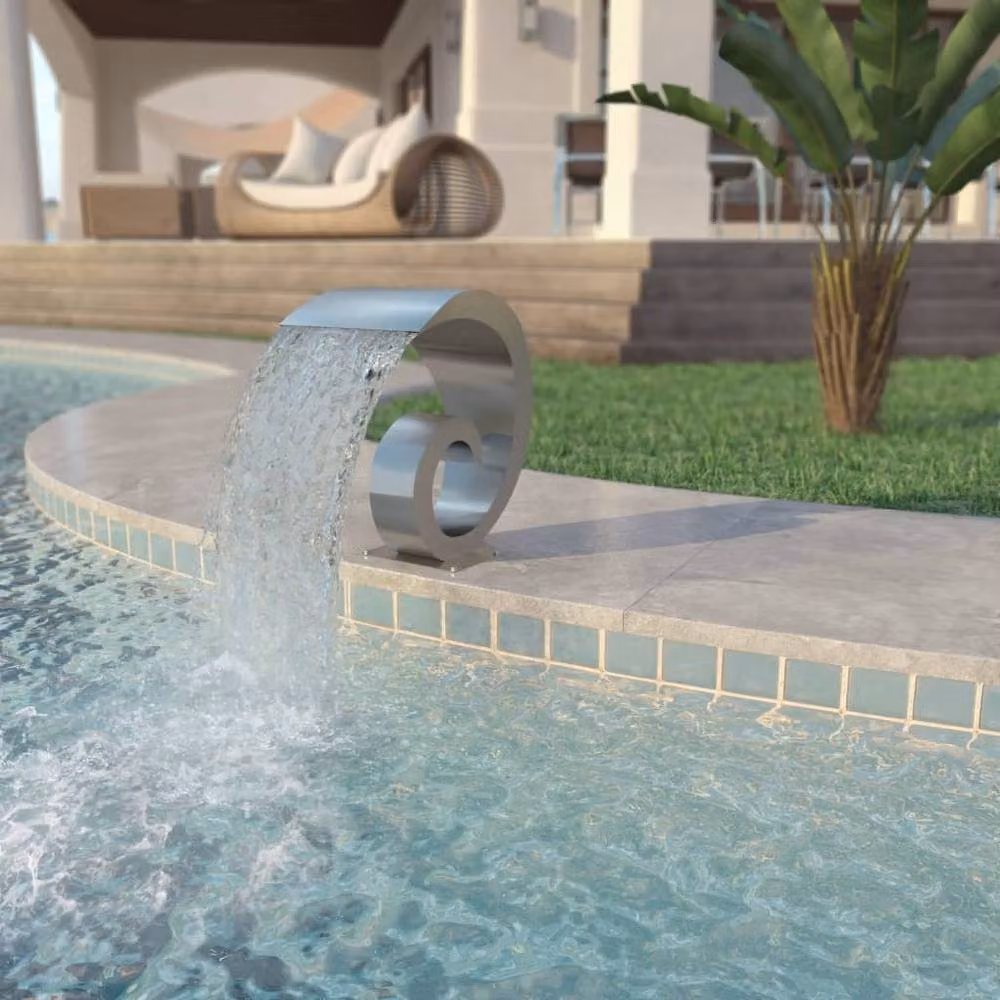 Berkfield Home Stainless Steel Pool Fountain in Silver, W/D/H: 50 x 30 x 53 cm – 2