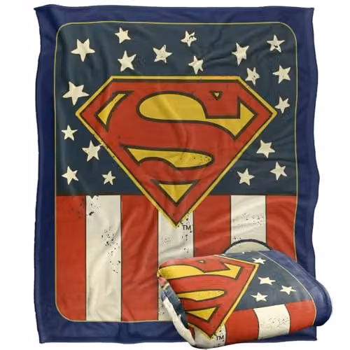 Warner Bros. Superman 10 Cents Logo Silky Touch Super Soft Fleece Throw Blanket, Multicolour, W/D/H: 127.0 x 152.4 x 0 cm