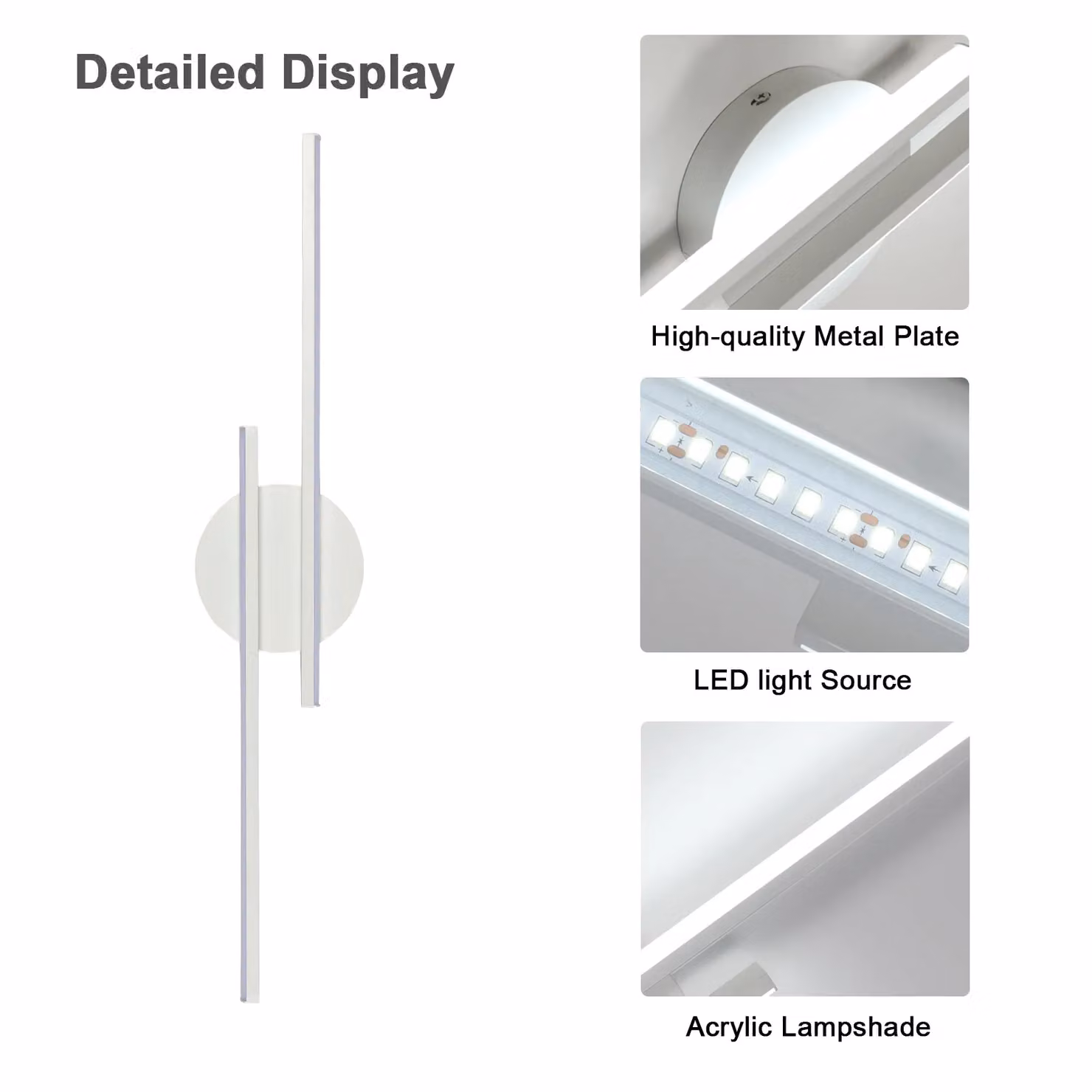 Pheashine Modern White LED Wall Light, 24W, 6500K Cool White, Aluminium Up and Down Bar Light – 2