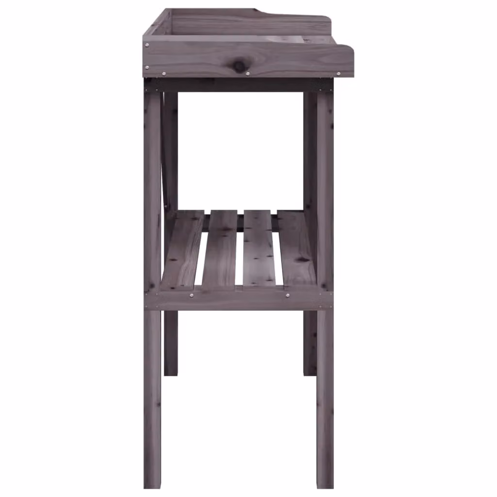 Berkfield Home Grey Solid Wood Fir Plant Table with Shelf, W/D/H: 78 x 38 x 82.5 cm – 4