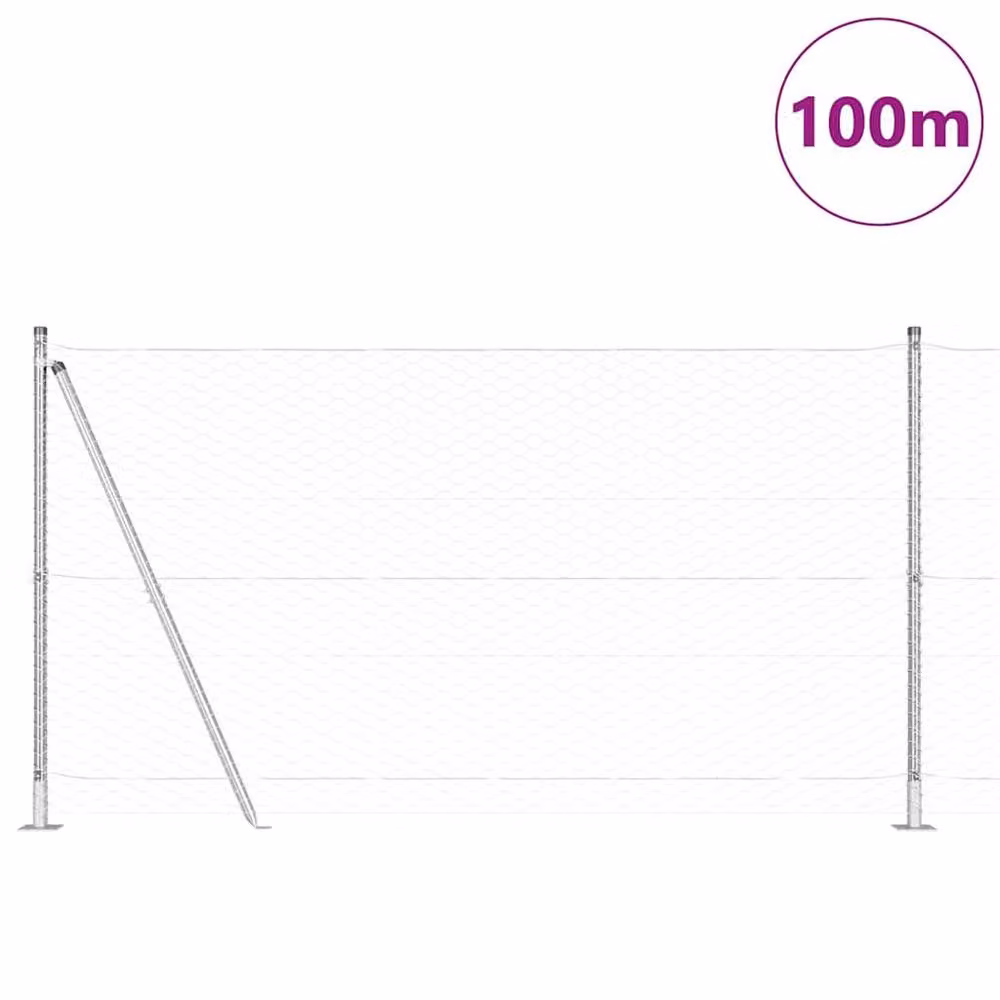 Berkfield Home Hexagon Fence in Silver Galvanised Steel, H: 120 cm x W: 100 m – 2