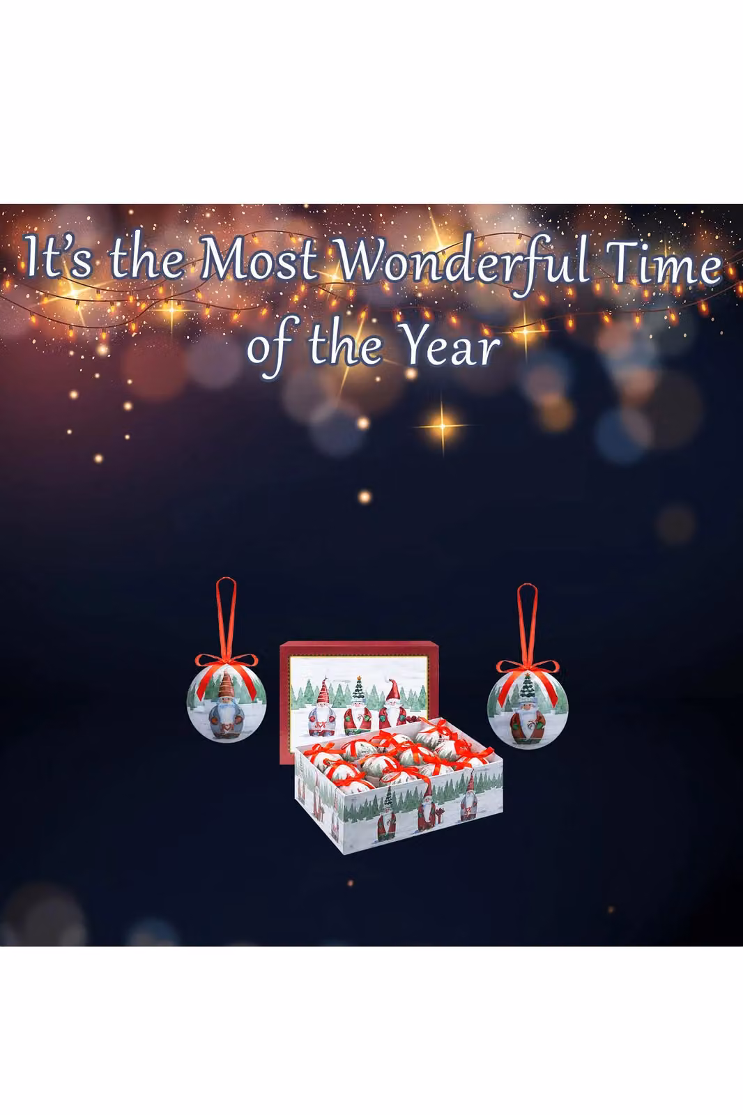 VFM e-Store 12 Piece Santa Gonk Christmas Bauble Set in Red and Multicolour – 2