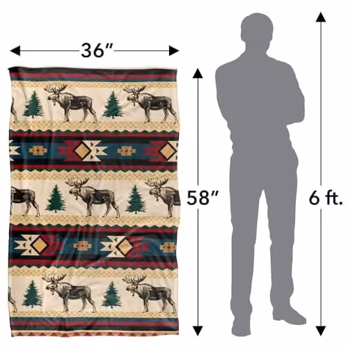 JQ Licensing Southwest Moose Silky Touch Super Soft Fleece Throw Blanket, Multicolour, W/D/H: 91 x 147 cm – 4