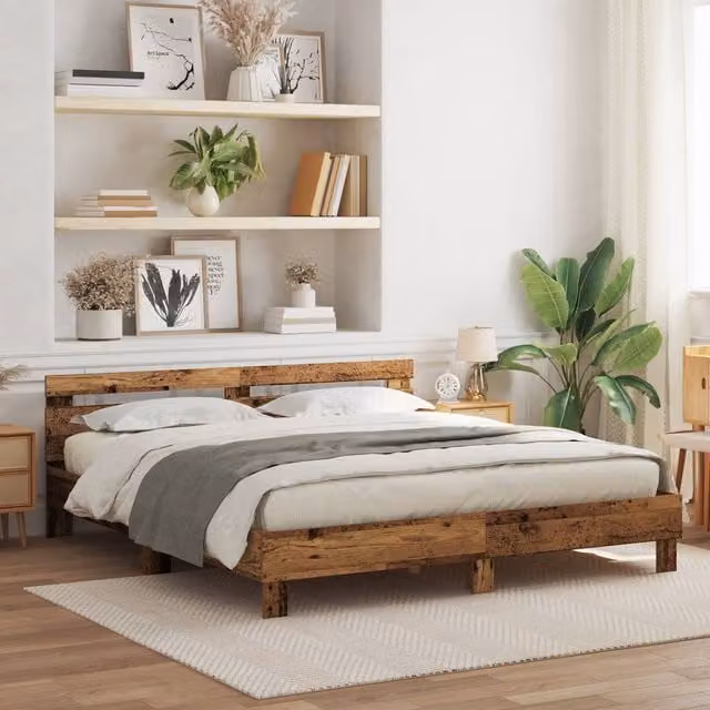 Berkfield Home Solid Pine Wood Bed Frame in Brown, W/D/H: 180 x 200 x 185 cm