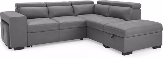 TGC Crimson Grey Faux Leather Right Hand Corner Sofa with Storage