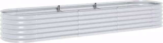 Berkfield Home Garden Galvanised Steel Raised Bed in Silver, W: 320 cm, D: 80 cm, H: 44 cm