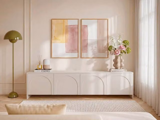 Maison Céphy Nalyra TV Unit with 4 Doors in Beige