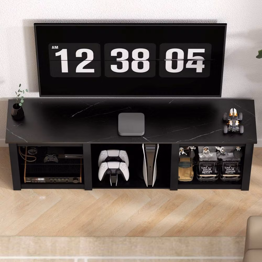 Wyld Haus Filu Black Modern TV Stand with LED Lighting and Storage for up to 65 inch TVs, Width: 160 cm – 8