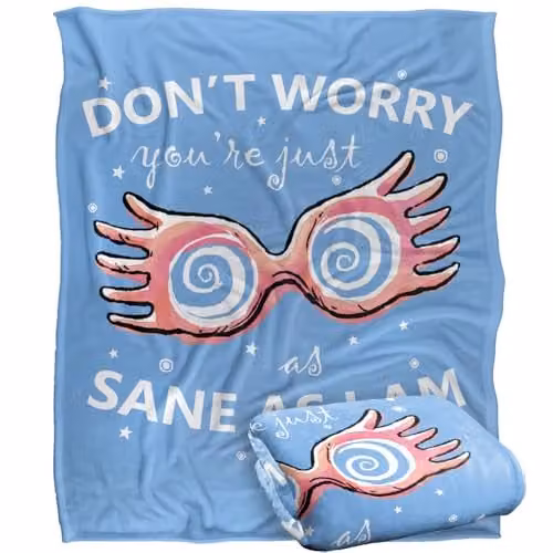 Warner Bros. Harry Potter Luna Lovegood Spectrespecs Super Soft Fleece Throw Blanket, White and Multicolour, W/D/H: 127.0 x 152.4 x 1.0 cm