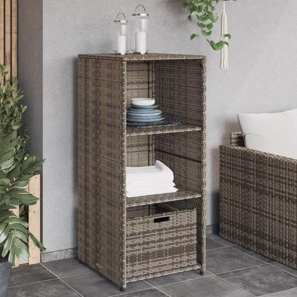 Berkfield Home Grey Poly Rattan Garden Storage Cabinet W/D/H: 50 x 55 x 115 cm – 2