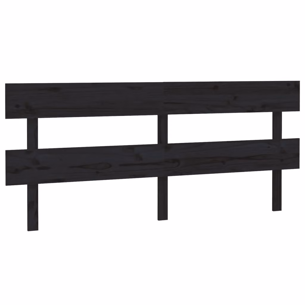 Berkfield Home Black Solid Pine Wood Bed Headboard, W: 184 cm, D: 3 cm, H: 81 cm – 2