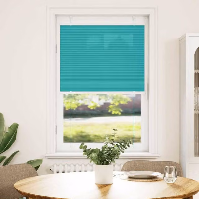 Berkfield Home Single Pleat Petrol Green Polyester Blind, W: 69.4 cm, H: 150 cm