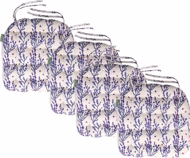 Gardenista Quilted Outdoor Garden Chair Cushion in Purple with Tie Cords and Water Repellent Finish