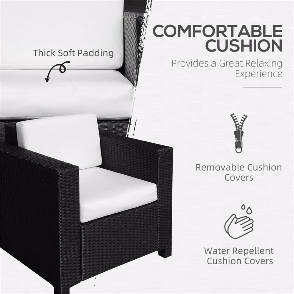 EONLION Black Rattan Garden Armchair with Cushion – 4