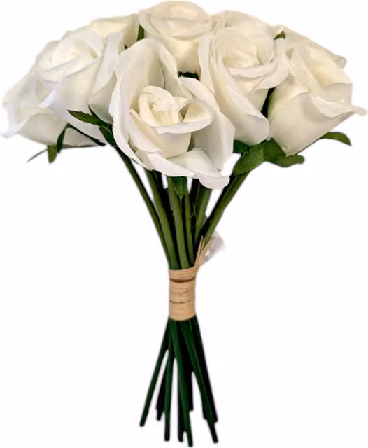 Kingsbury Gifts White Artificial Rose Bouquet with 13 Textile Stems