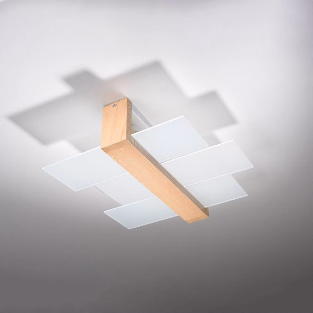 Sollux Lighting Scandinavian Rectangular Ceiling Lamp in Light Oak, W/D/H: 43 x 43 x 12 cm – 2
