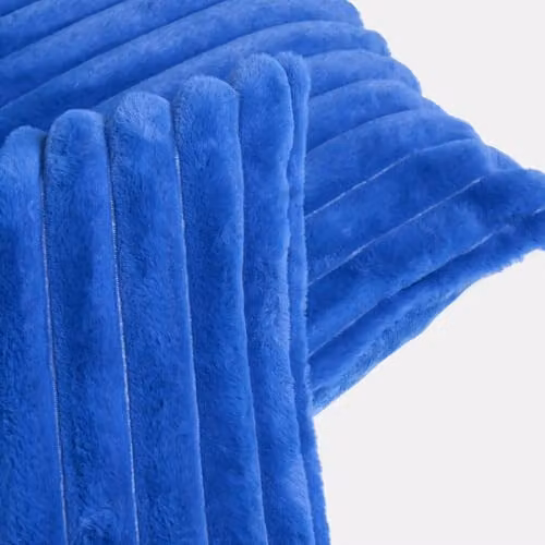 OHS Set of 2 Cobalt Blue Faux Fur Thick Ribbed Square Cushion Covers, 45 x 45 cm – 4