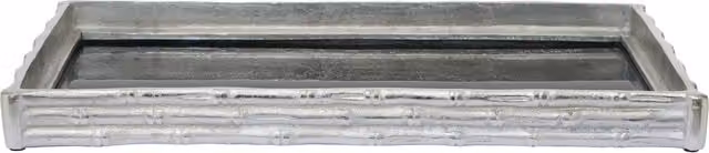 Orsina Hiba Silver Finish Bamboo Effect Mirrored Tray – 1