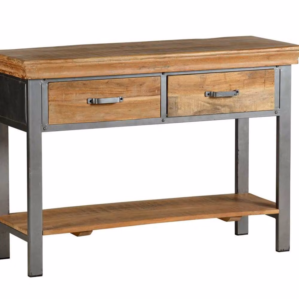 Wyld Haus 2 Drawer Acacia Wood Console Table in Brown, W: 115 cm, D: 40 cm, H: 77 cm – 2