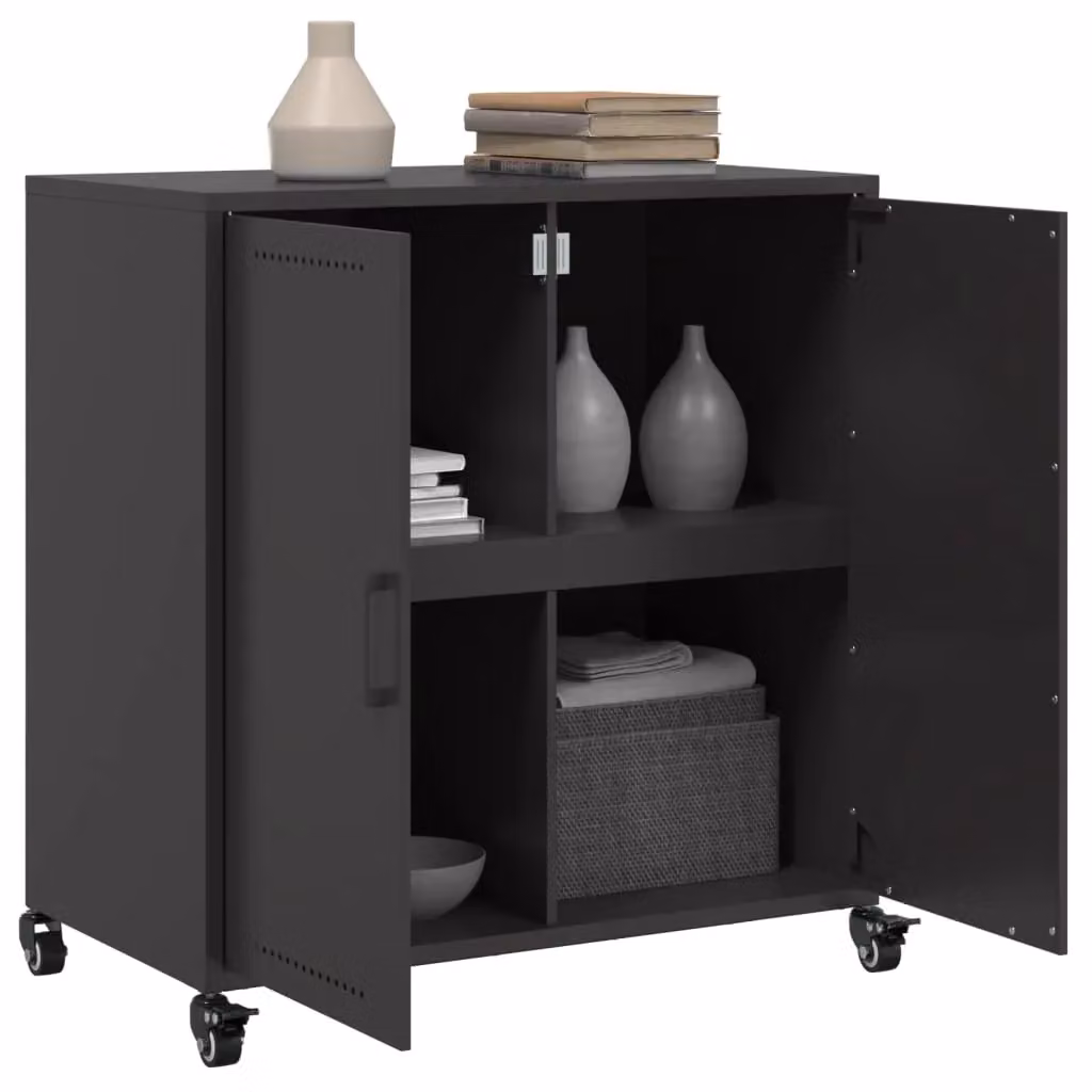 Berkfield Home Industrial Metal Sideboard in Black, W/D/H: 68.5 x 39 x 72 cm – 3