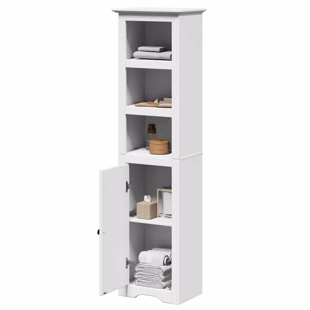 Berkfield Home BODO White Bathroom Cabinet with Hinged Doors and Open Shelf, W/D/H: 44 x 30 x 160 cm – 2