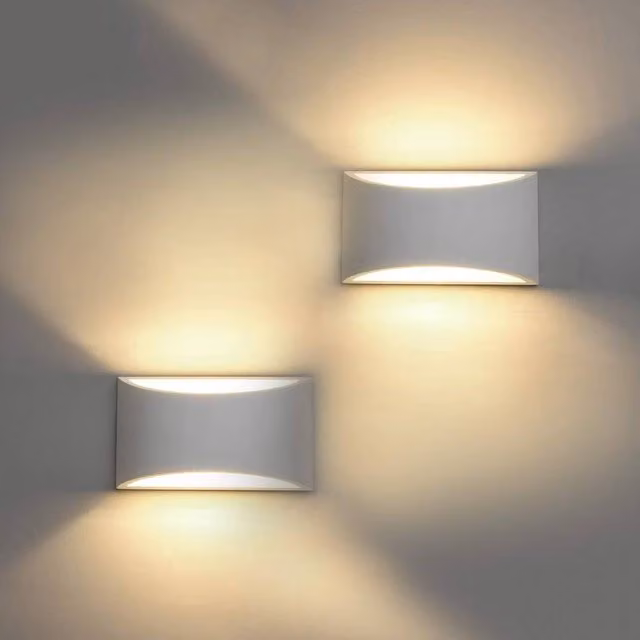 Goeco Pack of 2 Modern White Plaster LED Wall Lights with Warm White G9 Bulbs – 1
