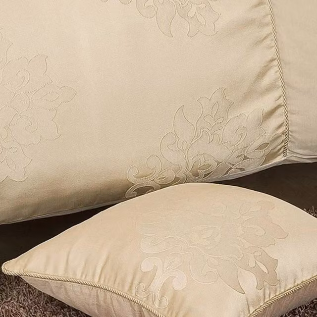 Sweet Dreams Claremont Filled Square Cushion with Woven Design in Beige, W/D/H: 43 x 43 x 43 cm