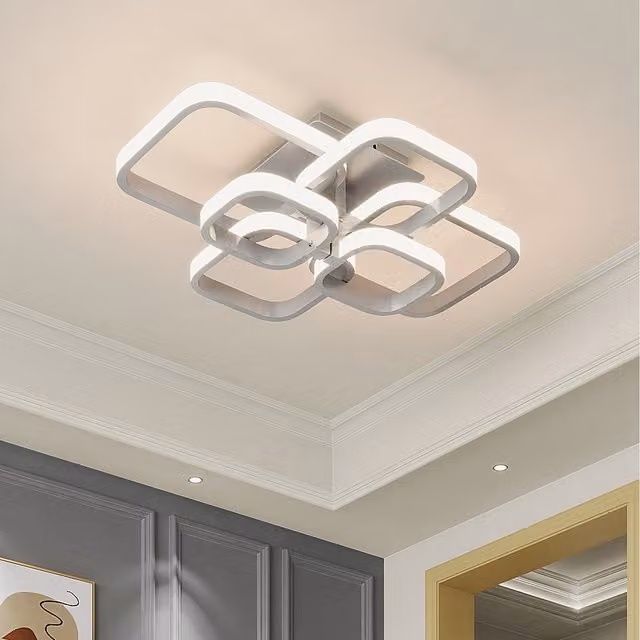 Komore Dimmable LED Semi Flush Ceiling Light in White
