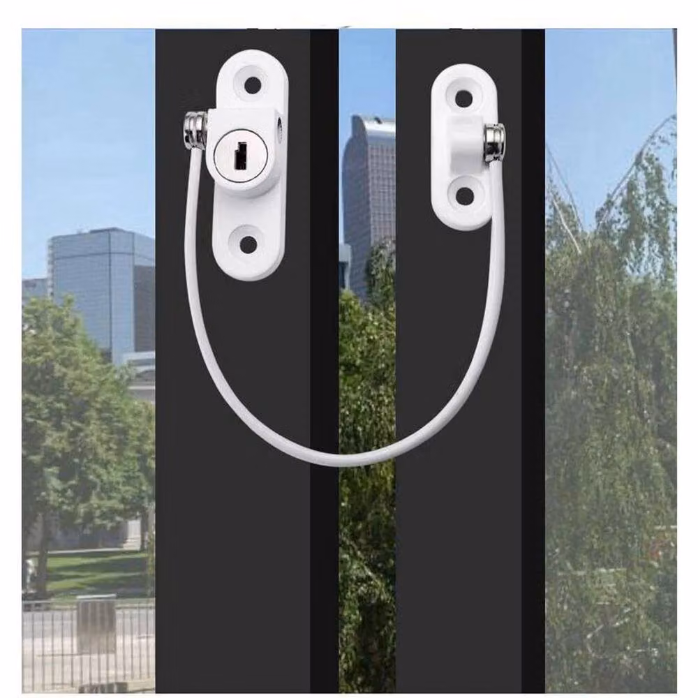 FLAVORA 16-Piece White Window and Door Cable Restrictor Security Key Lock Set made of Zinc Alloy, Length: 10000 mm, Width: 520 mm – 5