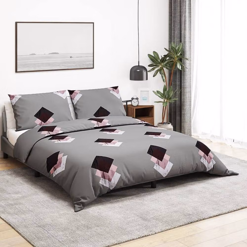 Berkfield Home Elegant Grey Cotton Duvet Cover and Pillowcase Set, W/D/H: 260 x 220 cm and 50 x 75 cm – 2