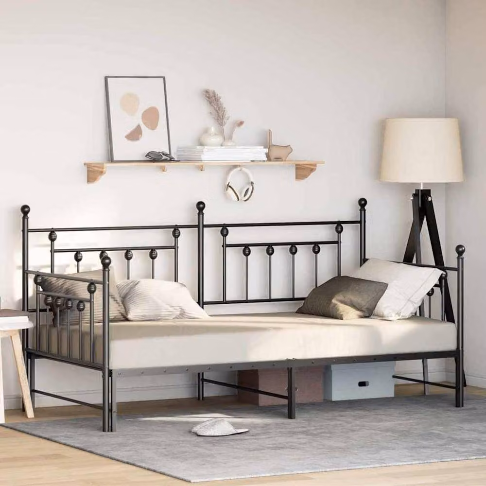 Berkfield Home Black Metal Daybed Frame with Trundle, W/D/H: 90 x 200 cm – 2