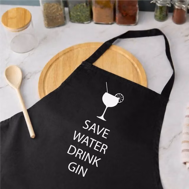 60 Second Makeover Save Water Drink Gin Black Apron for Adults