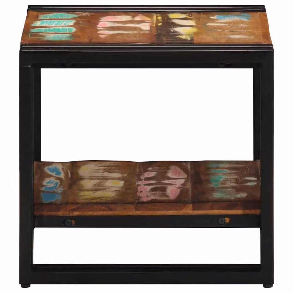 Berkfield Home Modern Multicolour Reclaimed Solid Wood Coffee Table W: 50 cm, D: 40 cm, H: 38 cm – 3